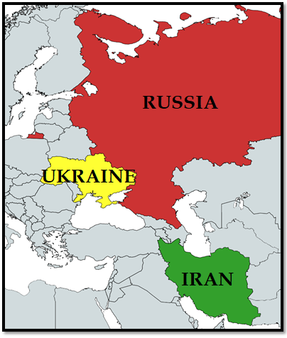Russia Ukraine Iran map